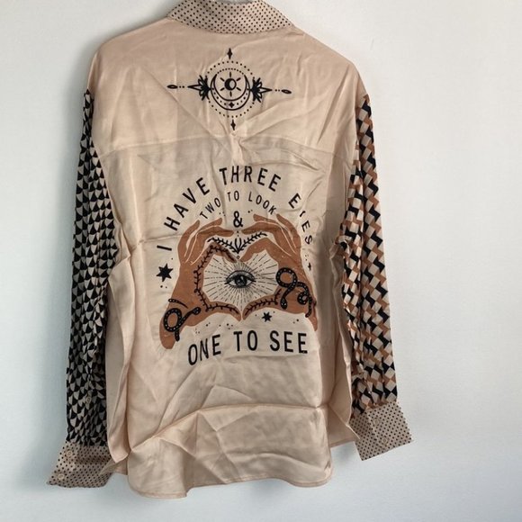 Me369 Scarlett Tattoo Print Silk Shirt - Picture 10 of 12